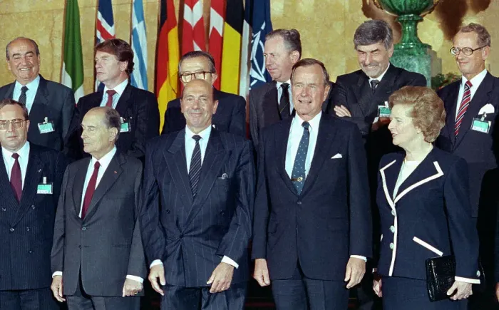 Framed Print : Manfred Worner with President Bush and Heads of State Framed Print : Manfred Worner with President Bush and Heads of State