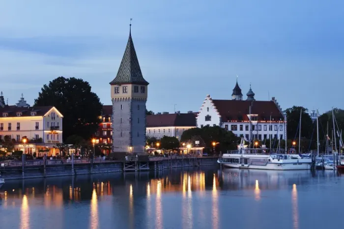 Framed Print : Mangturm or Mangenturm tower near the harbour at dusk, Lindau on Lake Constance, Swabia, Bavaria, Germany, Europe, PublicGround Framed Print : Mangturm or Mangenturm tower near the harbour at dusk, Lindau on Lake Constance, Swabia, Bavaria, Germany, Europe, PublicGround