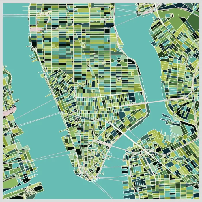 Framed Print : Manhattan art map Framed Print : Manhattan art map