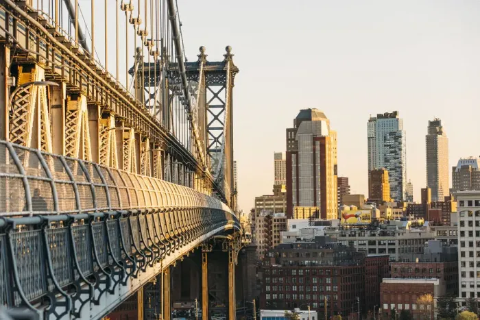 Framed Print : Manhattan bridge and Brooklyn at sunset, New York Framed Print : Manhattan bridge and Brooklyn at sunset, New York
