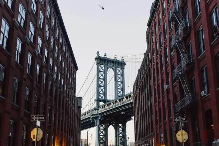 Framed Print : Manhattan Bridge seen from Dubmo, Brooklyn, New York City, NY, United States Framed Print : Manhattan Bridge seen from Dubmo, Brooklyn, New York City, NY, United States