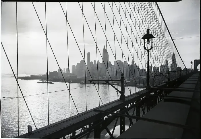 Framed Print : Manhattan Seen Through Cables of Brooklyn Bridge Framed Print : Manhattan Seen Through Cables of Brooklyn Bridge