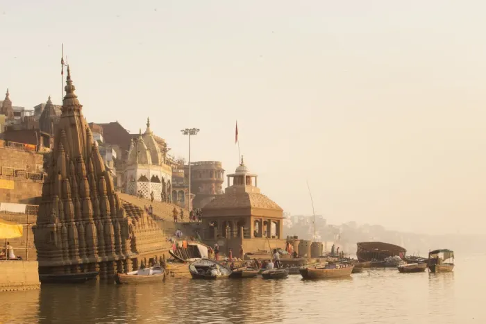 Framed Print : Manikarnika Ghat, in Varanasi, India Framed Print : Manikarnika Ghat, in Varanasi, India