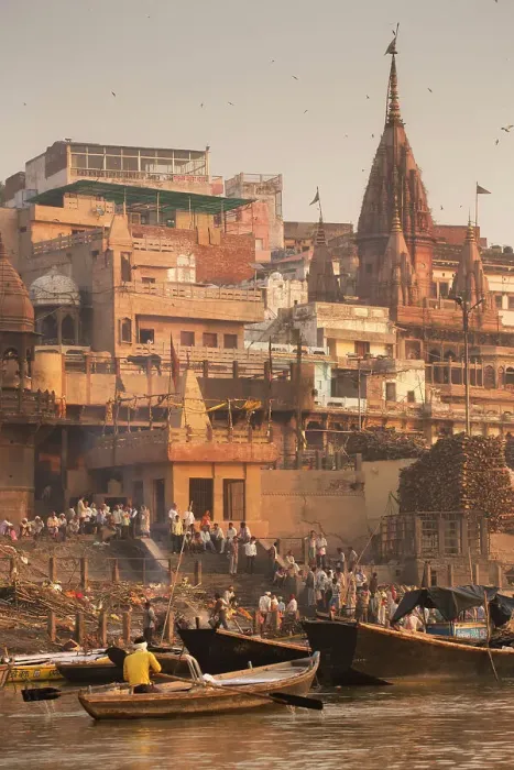 Framed Print : Manikarnika Ghat, in Varanasi, India Framed Print : Manikarnika Ghat, in Varanasi, India