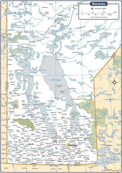 Framed Print : Manitoba Provincial Map Framed Print : Manitoba Provincial Map