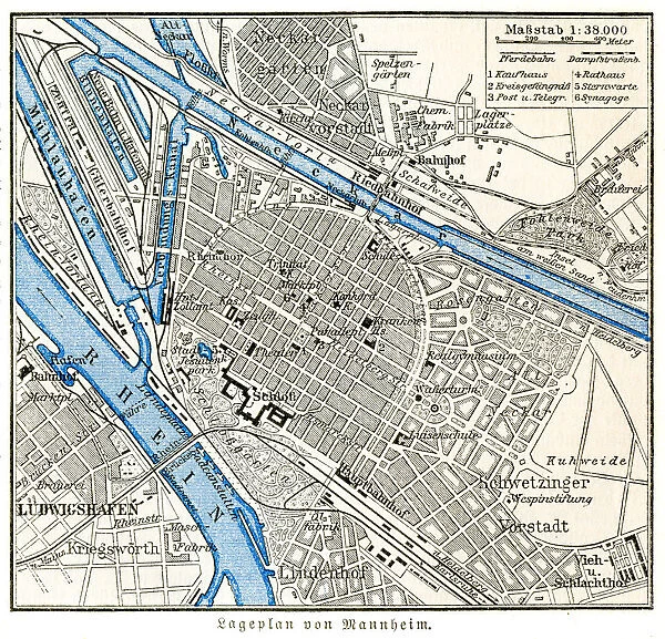 Mannheim city map 1895