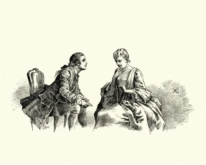 Framed Print : Manon Lescaut - Man flirting with young woman 18th Century Framed Print : Manon Lescaut - Man flirting with young woman 18th Century