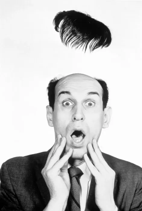 Framed Print : MANS HAIRPIECE FLIES OFF IN SHOCK, 1950S OR 1960S, FLIPPING HIS LID Framed Print : MANS HAIRPIECE FLIES OFF IN SHOCK, 1950S OR 1960S, FLIPPING HIS LID