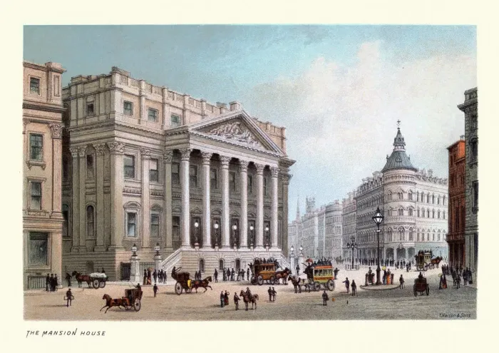 Framed Print : Mansion House, Victorian London Architecture, 19th Century Art print Framed Print : Mansion House, Victorian London Architecture, 19th Century Art print