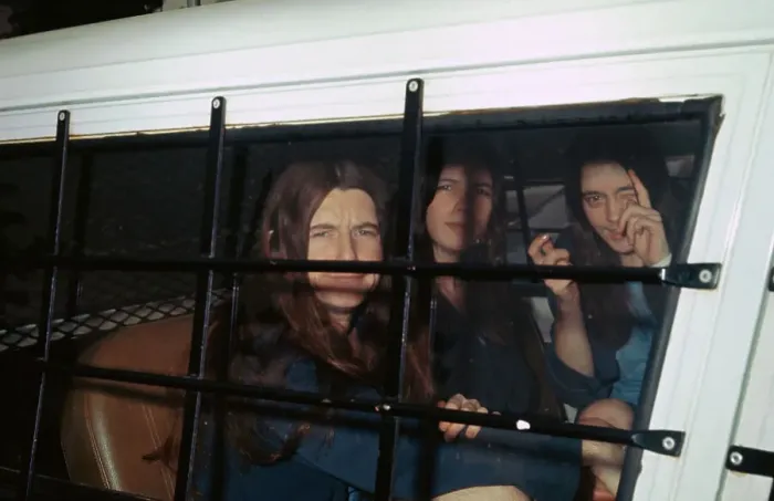 Framed Print : Manson Murder Defendants in Van Framed Print : Manson Murder Defendants in Van