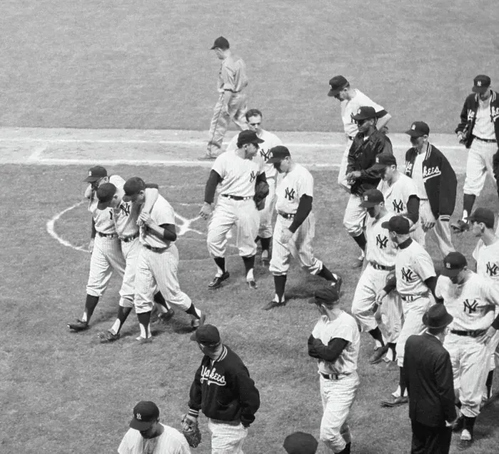 Framed Print : Mantle Helped Off Field After Injury Framed Print : Mantle Helped Off Field After Injury