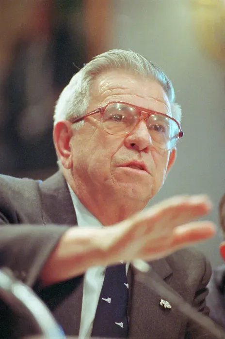Framed Print : Manuel Lujan Gesturing to House Members Framed Print : Manuel Lujan Gesturing to House Members