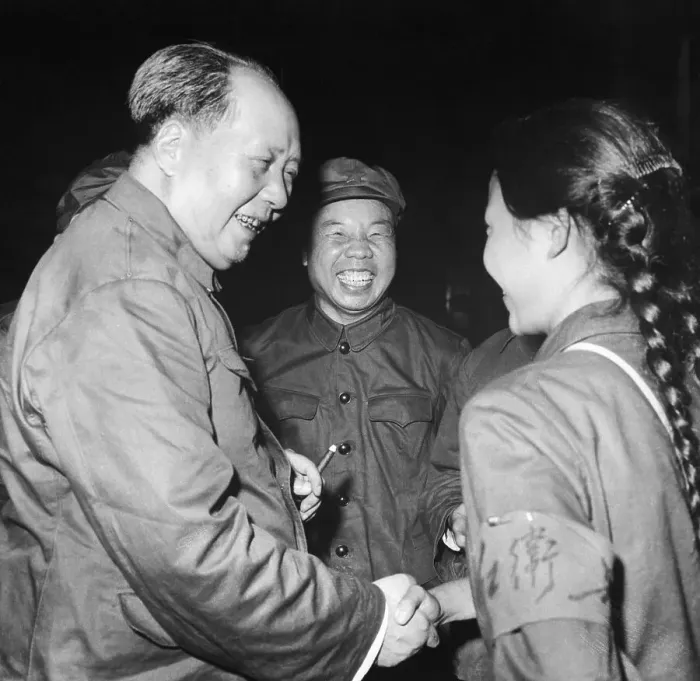 Framed Print : Mao Shakes Hand with a Member of the Red Guard Framed Print : Mao Shakes Hand with a Member of the Red Guard
