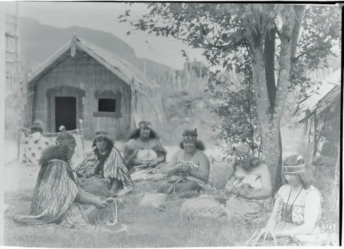 Framed Print : Maori Women Braiding Flax Framed Print : Maori Women Braiding Flax