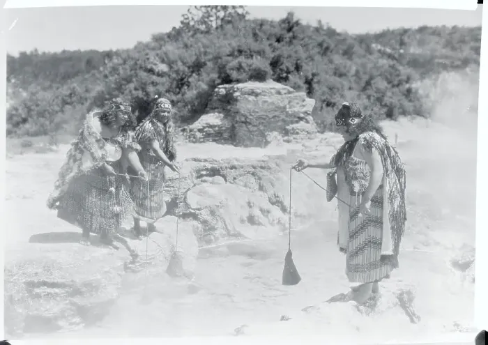 Framed Print : Maori Women Cooking Food in Boiling Spring Framed Print : Maori Women Cooking Food in Boiling Spring