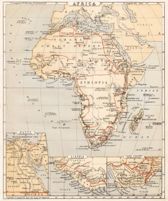 Framed Print : Map of Africa 1869 Framed Print : Map of Africa 1869