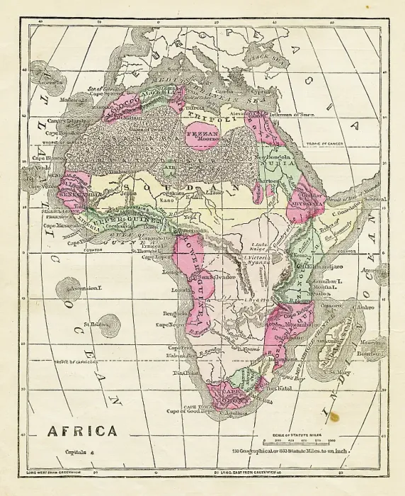 Framed Print : Map of Africa 1871 Framed Print : Map of Africa 1871