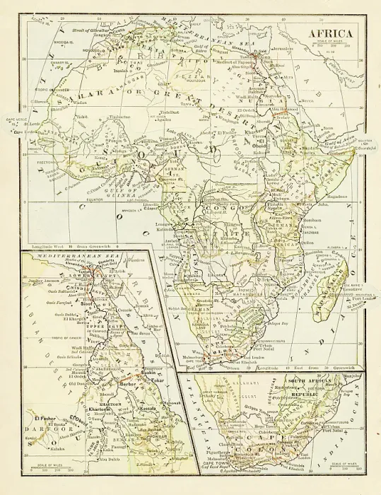 Framed Print : Map of Africa 1875 Framed Print : Map of Africa 1875