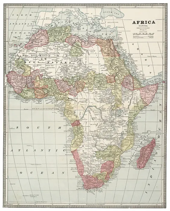 Framed Print : Map of Africa 1883 Framed Print : Map of Africa 1883