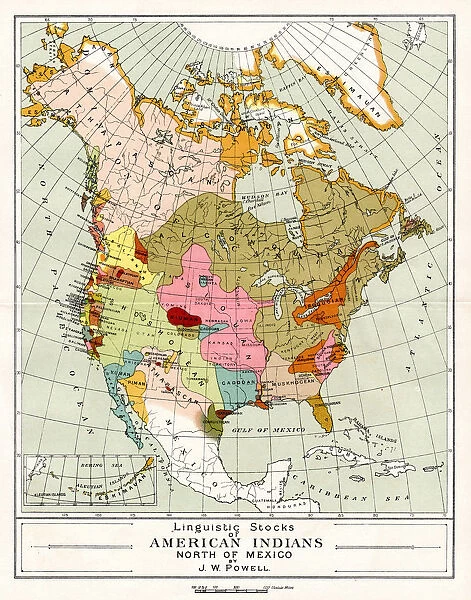 Map of American Indians North of Mexico 1894