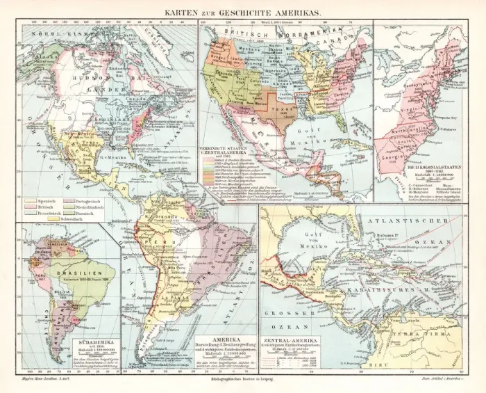 Framed Print : Map of Americas history 1895 Framed Print : Map of Americas history 1895