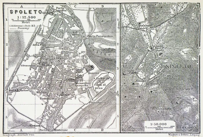 Framed Print : Map of the ancient city of Spoleto, Italy - 1893 Framed Print : Map of the ancient city of Spoleto, Italy - 1893