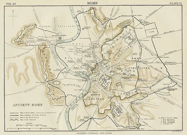 Map of ancient Rome 1883