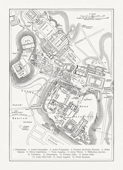 Framed Print : Map of the Ancient Rome, wood engraving, published in 1897 Framed Print : Map of the Ancient Rome, wood engraving, published in 1897