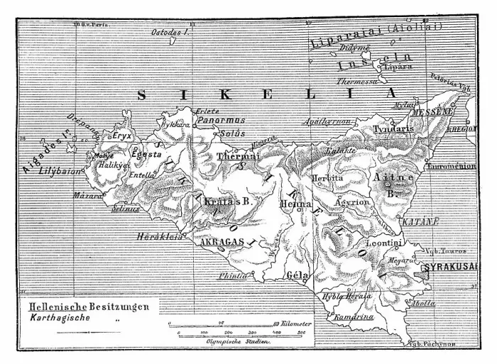 Framed Print : Map of Ancient Sicily