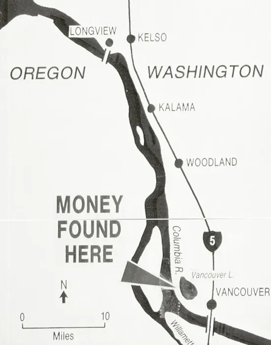 Framed Print : Map of Area Where Money was Found from Hijacking Framed Print : Map of Area Where Money was Found from Hijacking