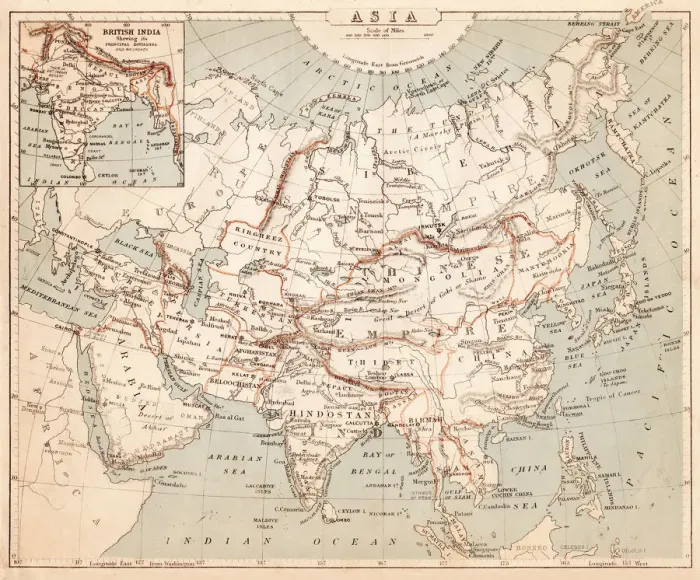 Framed Print : Map of Asia 1869 Framed Print : Map of Asia 1869
