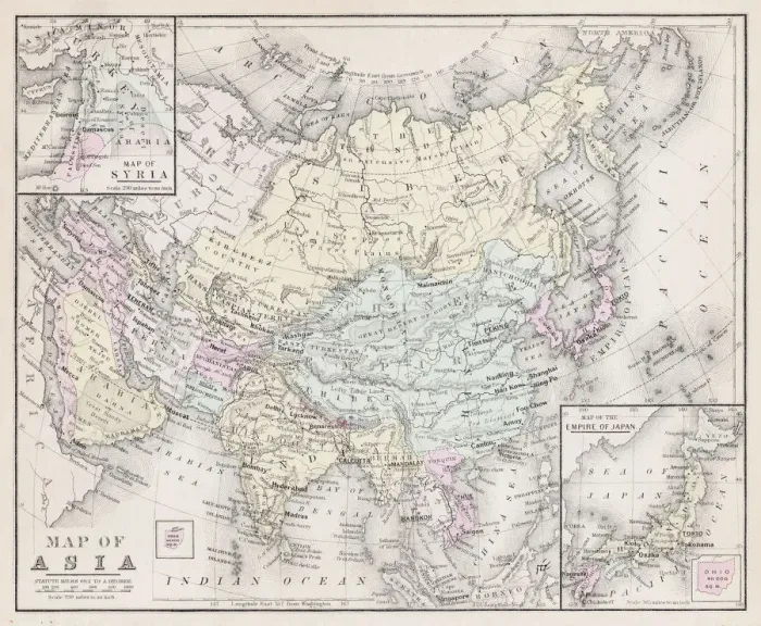 Framed Print : Map of Asia 1877 Framed Print : Map of Asia 1877