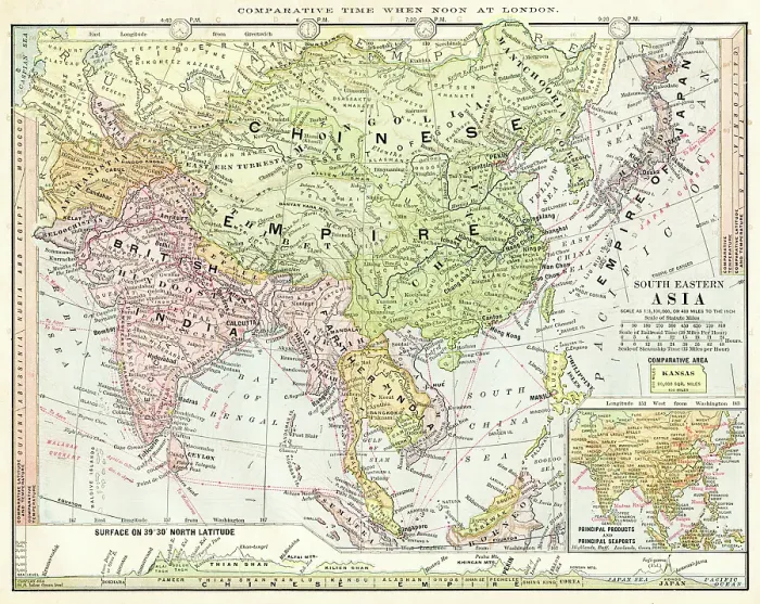 Framed Print : Map of Asia 1886 Framed Print : Map of Asia 1886