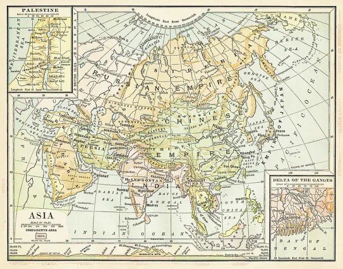 Framed Print : Map of Asia 1888