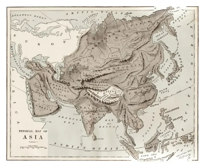 Framed Print : Map of Asia 1889 Framed Print : Map of Asia 1889