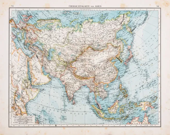 Framed Print : Map of Asia 1896 Framed Print : Map of Asia 1896