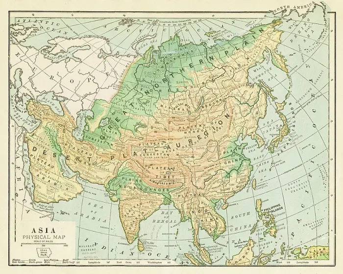 Framed Print : Map of Asia 1899 Framed Print : Map of Asia 1899