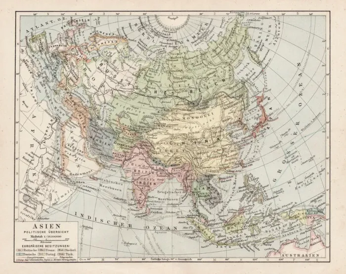 Framed Print : Map of Asia 1900 Framed Print : Map of Asia 1900