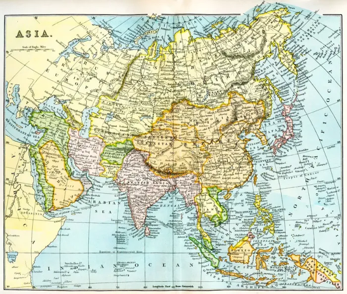 Framed Print : Map of Asia 19th century