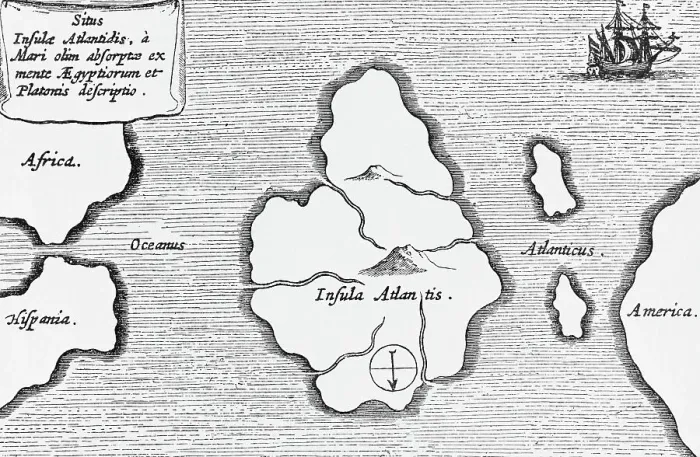 Framed Print : Map of Atlantis by Athanasius Kircher Framed Print : Map of Atlantis by Athanasius Kircher