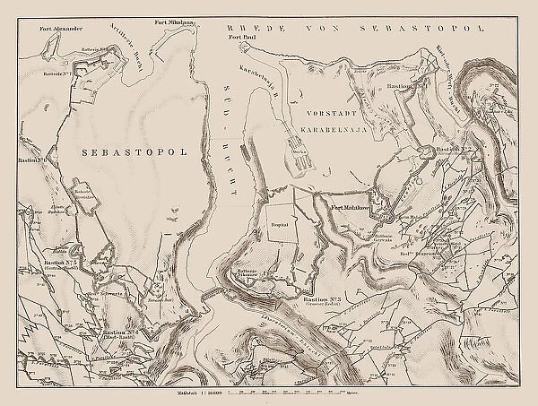 Map of the attack and defense works on the south side of Sevastopol at the time of the storming on September 8, 1855