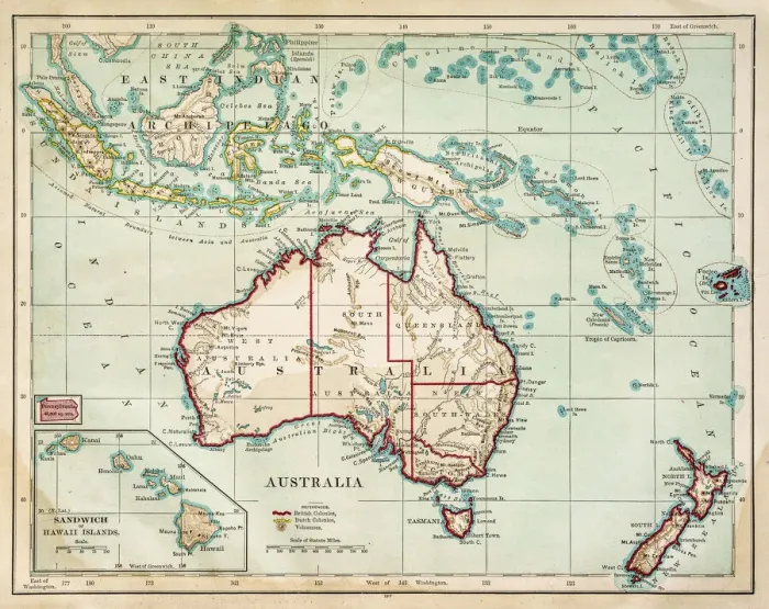 Framed Print : Map of Australia 1877 Framed Print : Map of Australia 1877
