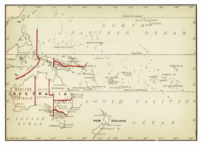Framed Print : Map of Australia 1893 Framed Print : Map of Australia 1893