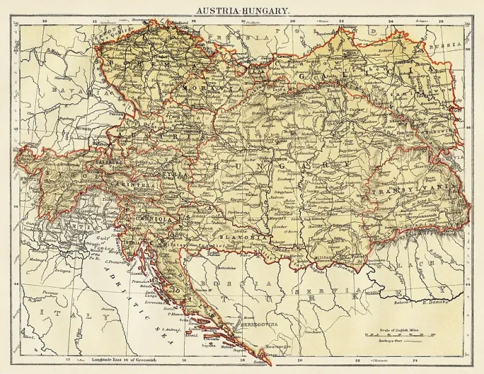 Framed Print : Map of Austria-Hungary Oeean 1878 Framed Print : Map of Austria-Hungary Oeean 1878