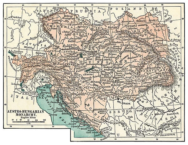 Map of Austro-Hungarian monarchy 1889