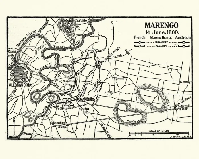 Framed Print : Map of Battle of Marengo, Morning 14 June1800 Framed Print : Map of Battle of Marengo, Morning 14 June1800