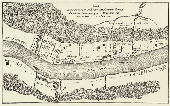 Framed Print : Map of the Battle of New Orleans, 1815
