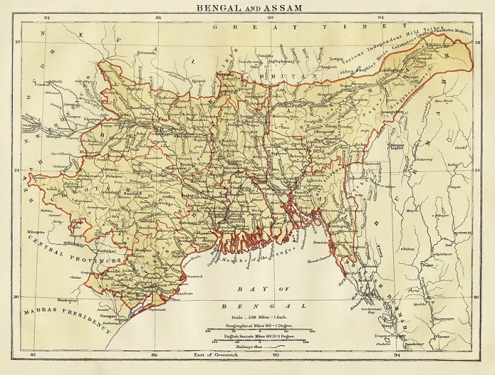 Framed Print : Map of Bengal and Assam 1878