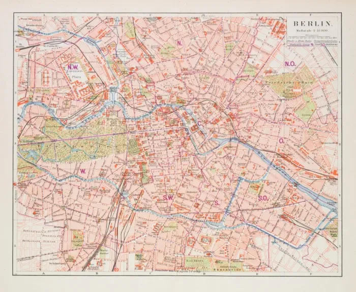 Framed Print : Map of Berlin 1895 Framed Print : Map of Berlin 1895