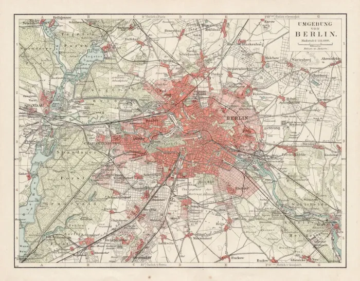 Framed Print : Map of Berlin 1900 Framed Print : Map of Berlin 1900